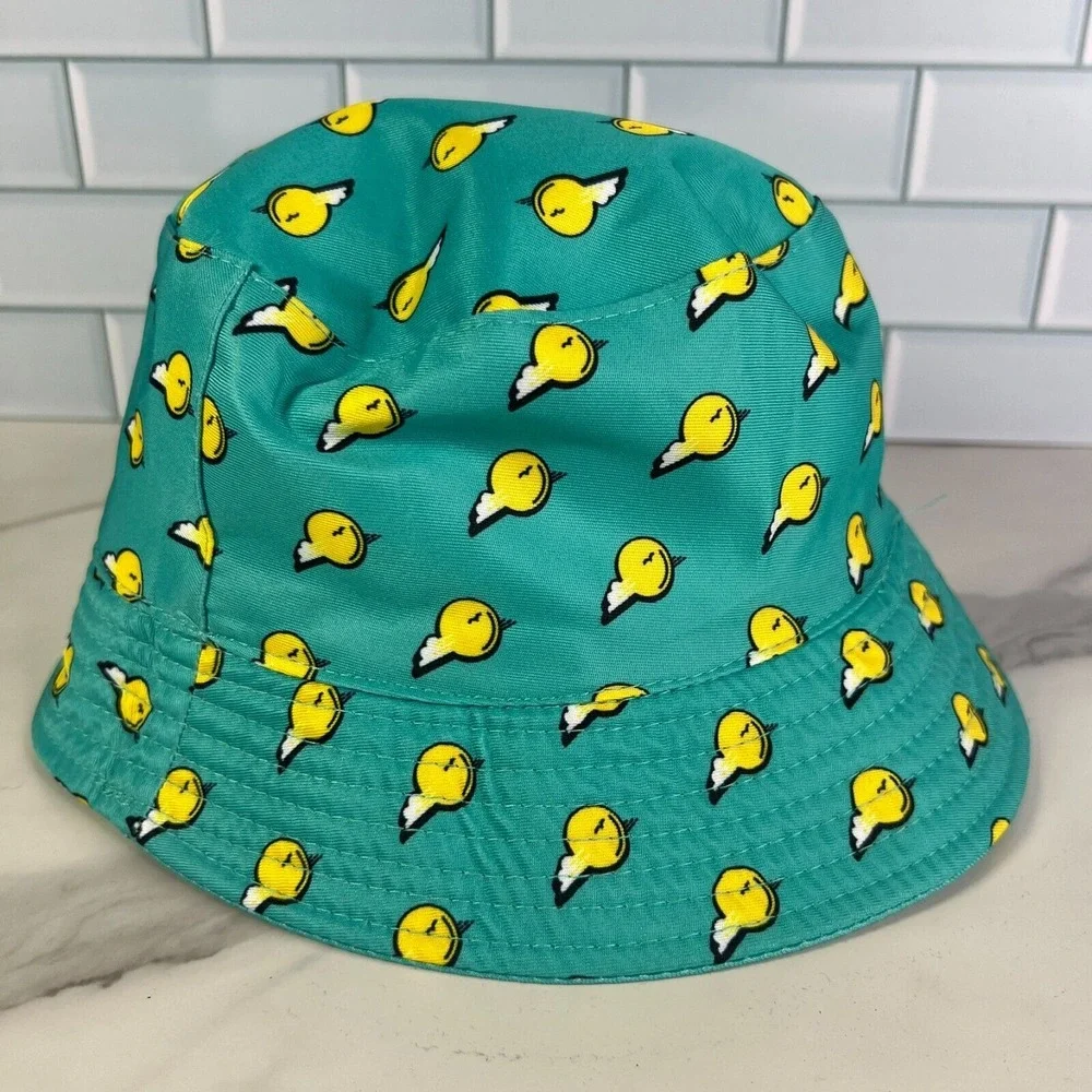Happy Thursday Bucket Hat With Yellow Bird Pattern‎ Geometric